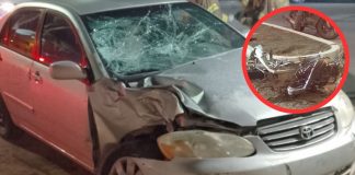Choque entre automóvil y motocicleta deja a conductor lesionado al poniente de Hermosillo