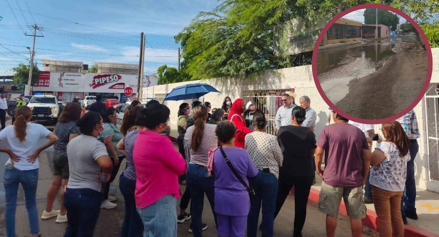 Vecinos protestan por socavones y fuga de aguas negras al norte de Hermosillo; exigen solución
