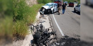 Choque frontal en carretera deja gravemente lesionada a pareja de motociclistas en zona rural oriente de Hermosillo Choque frontal en carretera deja gravemente lesionada a pareja de motociclistas en zona rural oriente de Hermosillo