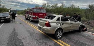 Volcadura en carretera Hermosillo-Ures deja daños materiales Volcadura en carretera Hermosillo-Ures deja daños materiales