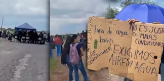 Estudiantes bloquean carretera y protestan contra malas condiciones de Universidad del Bienestar en Sonora