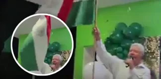 Comisario de Bacobampo pide disculpas por colocar al revés la Bandera de México durante el Grito