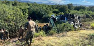 Vuelca camión de pasajeros Ómnibus sobre carretera Guaymas-Obregón: reportan 3 fallecidos y 8 lesionados