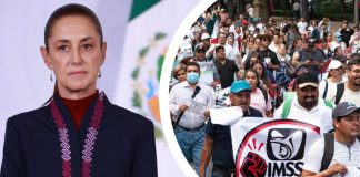 Sheinbaum promete atender carencias del IMSS tras marcha de trabajadores por aumento salarial
