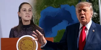 Trump vuelve a mencionar a Sheinbaum al presumir cambio de nombre al "golfo de américa"