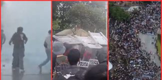 Protestan ciudadanos contra el agua sucia de Guadalajara y policías los repliegan usando… chorros de agua