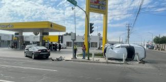 Se registra fuerte choque frente a gasolinera en colonia San Benito, en Hermosillo